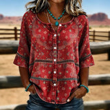 Vintage Ethnic Print Blouse