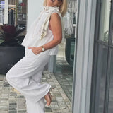 Trinidad™ | White Blouse and Wide-Leg Trousers Set