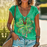 Printed Four-Leaf Clover T-Shirt