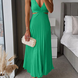 Sanne | Elegant Pleated Satin Midi Dress