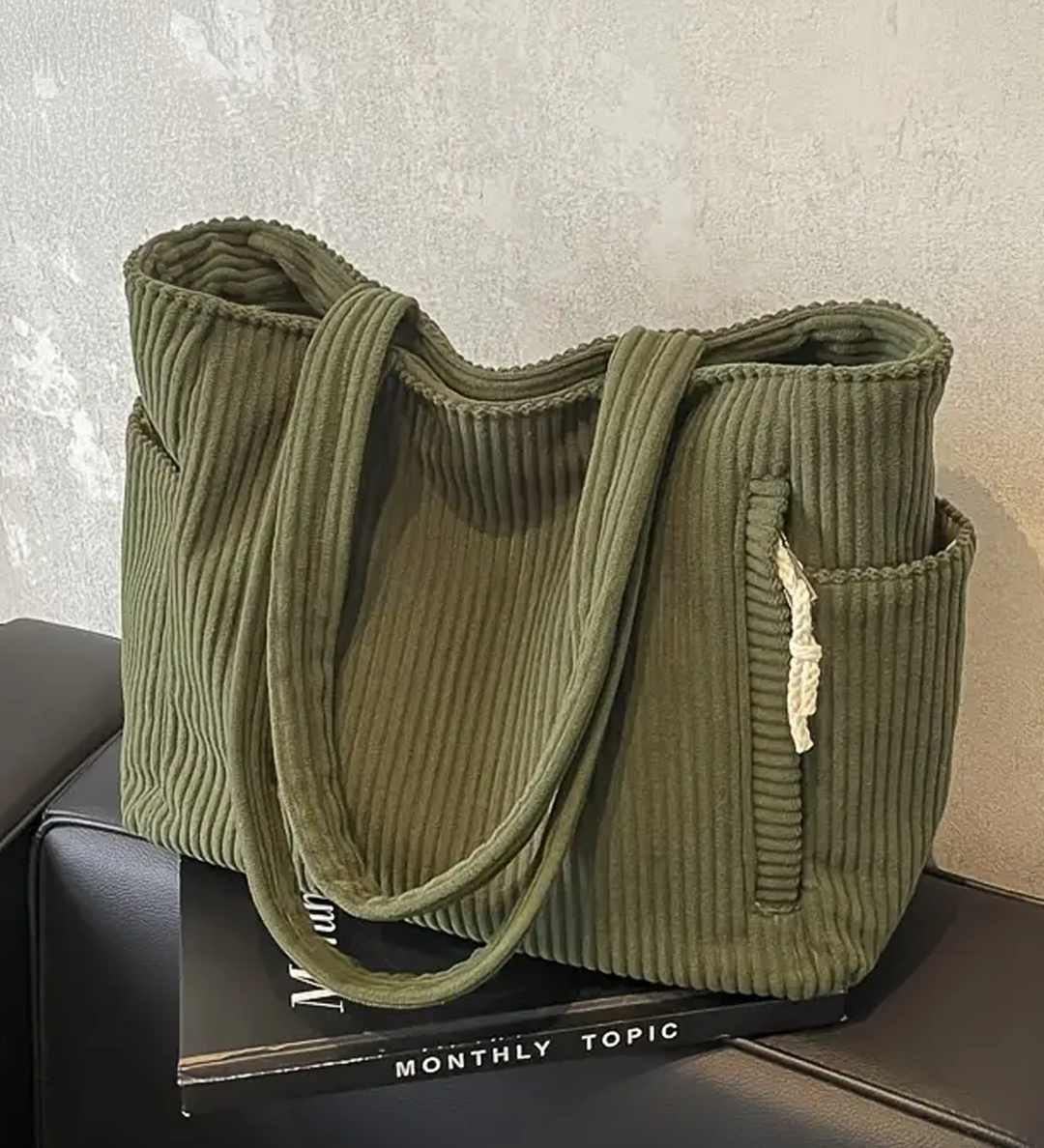 SYLVA | RIBBED TOTE BAG WITH CORD DETAIL