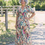 Eulalie | V Neck Short Sleeve Gathered Waist Midi Dress