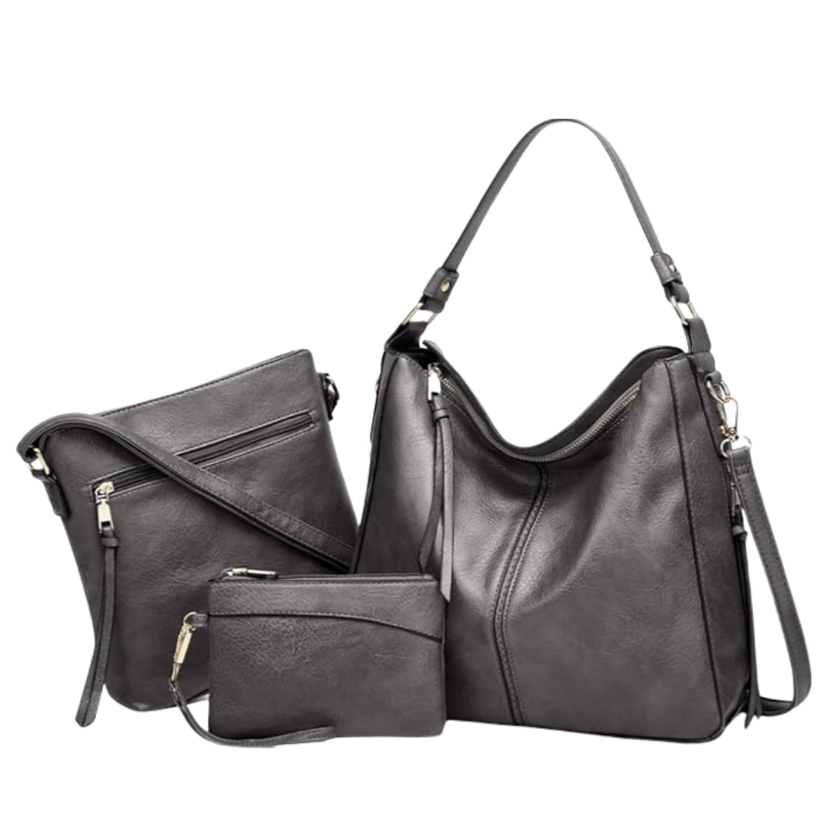 Set of 3 Luxury Leather Hobo Bags
