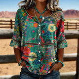 Vintage Floral Print Blouse