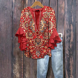 Vintage Floral Print Blouse