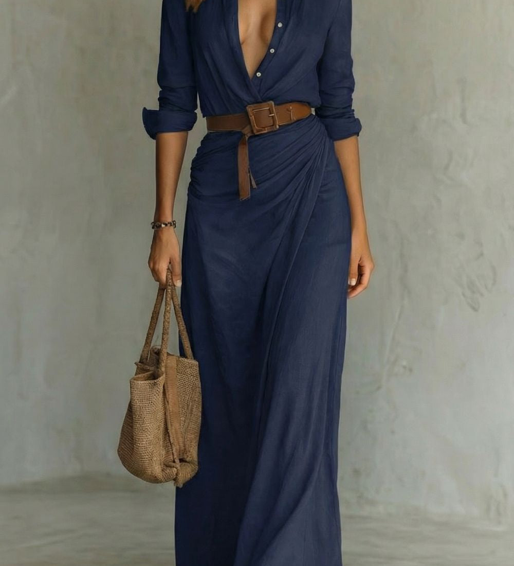 Azura – Button-down wrap dress – Belted maxi dress