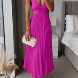 Sanne | Elegant Pleated Satin Midi Dress