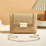 Domiziana | Square Woven Straw Crossbody Bag - Light Sand