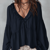 Airy Vintage-Inspired Ruffle Bohemian Blouse