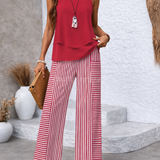 Ramona™ | Pink Set with Plain Top and Striped Trousers