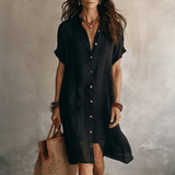 Casual Plain Shirt Dress