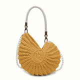 Vilma | Woven Tote Bag with Chain Strap - Khaki