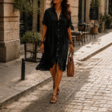 Casual Plain Shirt Dress