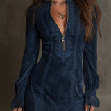 Rachel | Blue Dress with Front Zip