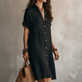 Casual Plain Shirt Dress