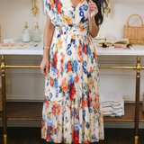 Savannah | Short Sleeve Pleated Floral Midi Dress