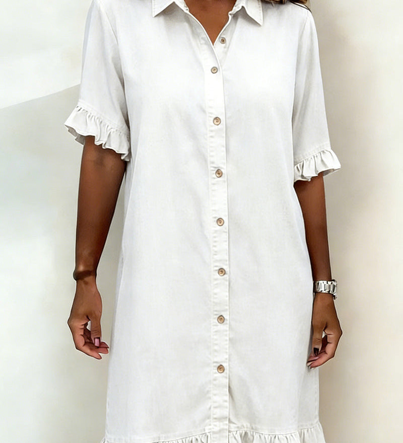 Maria | Comfortable Denim Dress with Flattering Pleats