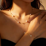 Set of Delicate Pearl Chain Jewellery