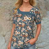 Vintage Floral Print Blouse