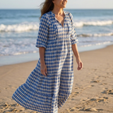 Elodie | Diamond Print Tiered Midi Dress
