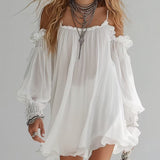 Mélusine | Mini Fluid Dress in Bohemian Style with Off-Shoulder Design