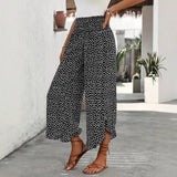 Casual Wide Leg Polka Dot Trousers