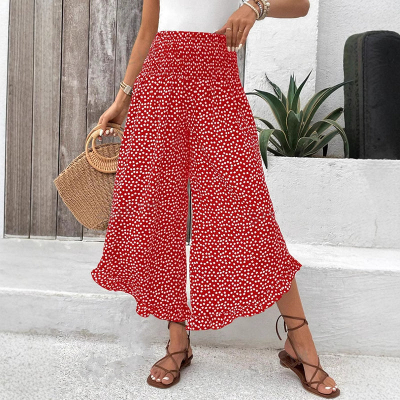 Casual Wide Leg Polka Dot Trousers