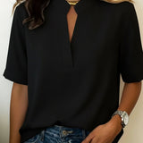 Élise — Elegant Short Sleeve V-Neck Blouse