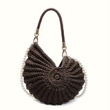 Orsola | Woven Tote Bag with Chain Strap - Black