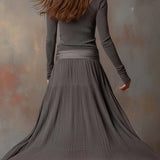 Adelaide | Retro Grey Ribbed Stretch Slim-Fit Set