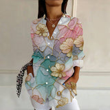 【Long Sleeves】Vintage Gradient Floral Blouse