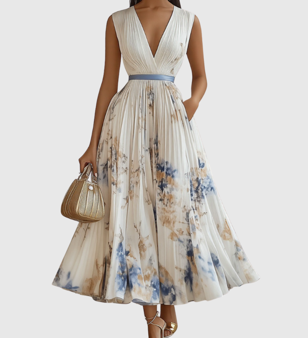 ROWELLA | ELEGANT PLEATED MAXI DRESS