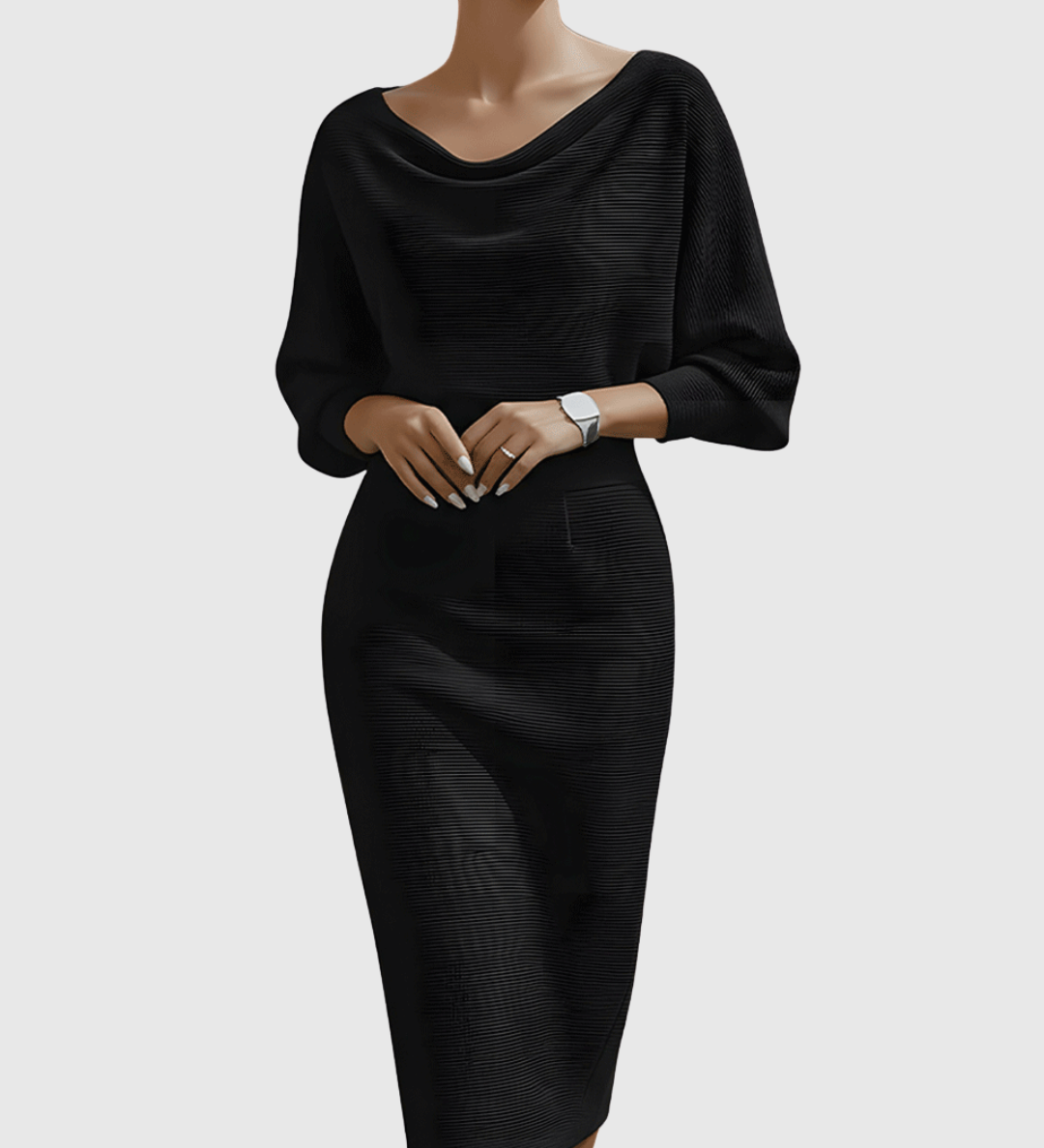 ISMÉRIA | WHITE DRAPED BATWING MIDI DRESS