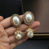 Vintage Pearl Framed Drop Earrings
