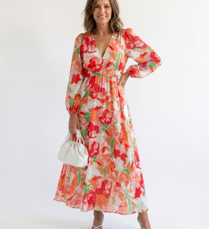 Althea | Long Sleeve Floral Maxi Dress