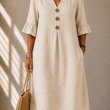 Buttoned Dress with Pleat Charlotte