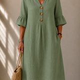Buttoned Dress with Flared Sleeves Véronique