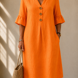 Buttoned V-Neck Dress Mathilde