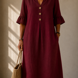 Buttoned Dress with Ruffled Sleeves Brigitte