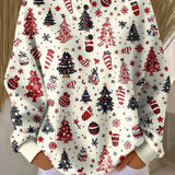 Imke | White Christmas Jumper with Pines and Baubles