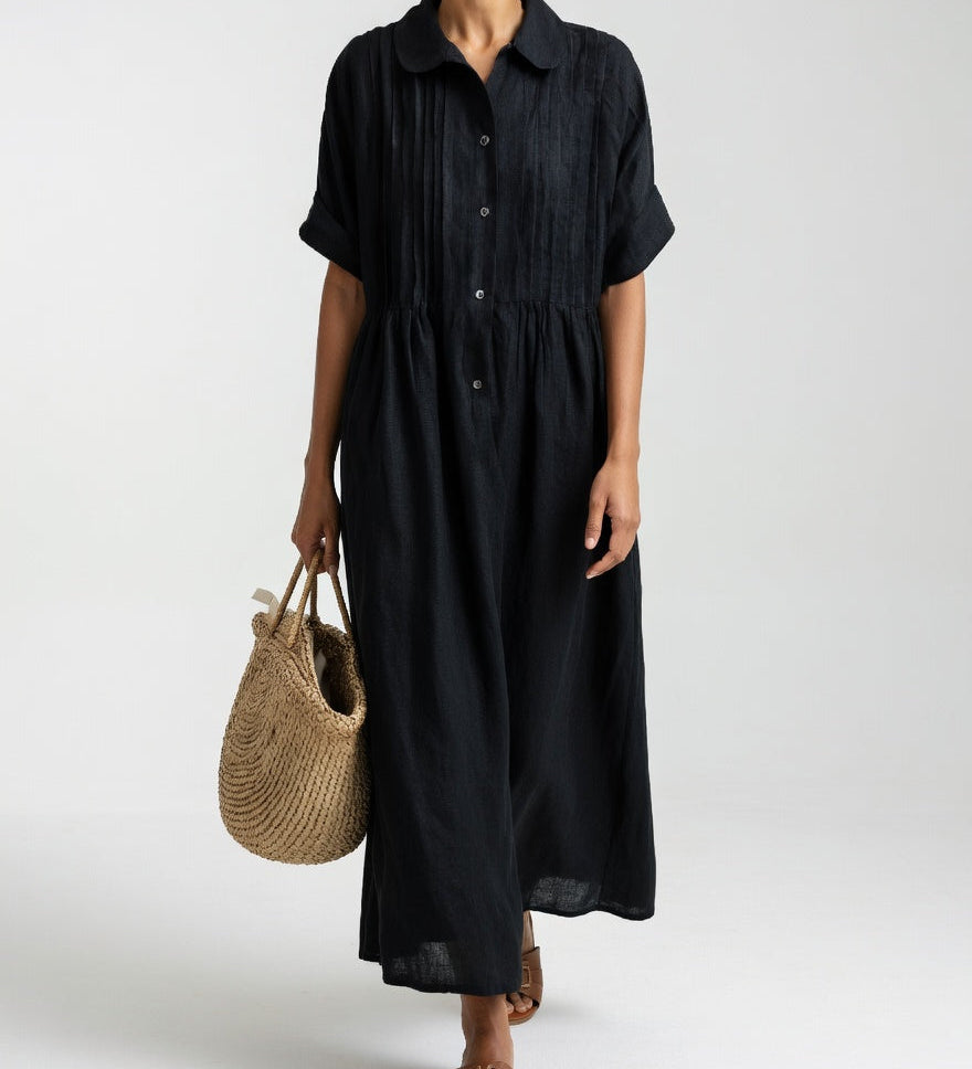 Lysandra™ — Long Cotton Shirt Dress
