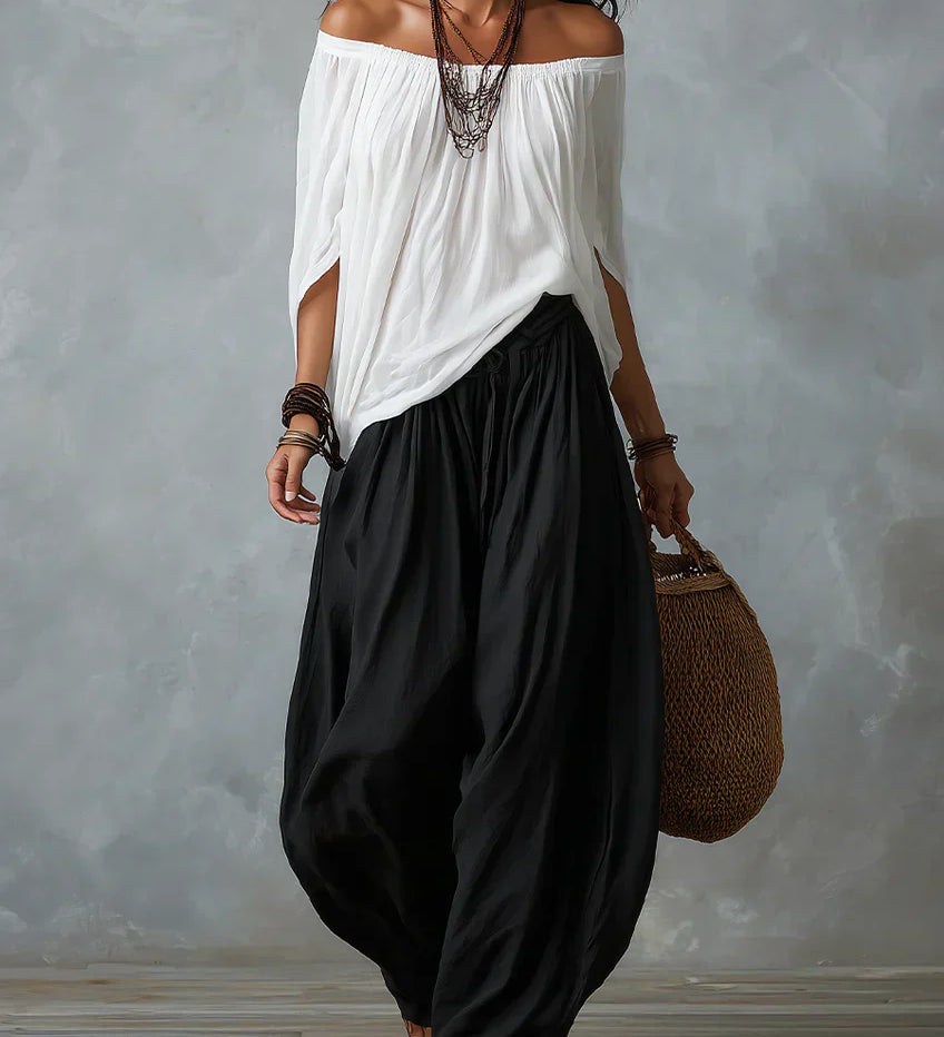 Off-Shoulder Top & Lantern Trousers Set
