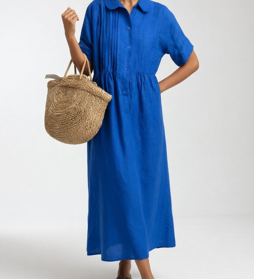 Lysandra™ — Long Cotton Shirt Dress