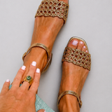 Estrella™ | Gold Sandals with Cut-Out Design