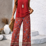 Cayetana™ | Boho Layered Top and Floral Trousers Set