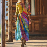 【Long Sleeves】Vintage Colourful Dress