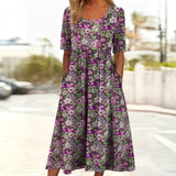 Vintage Floral Print Dress