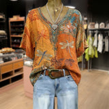 Vintage Dragonfly Print Blouse