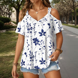 Elegant Blouse with Leaf Print
