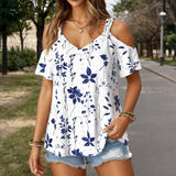 Elegant Blouse with Leaf Print